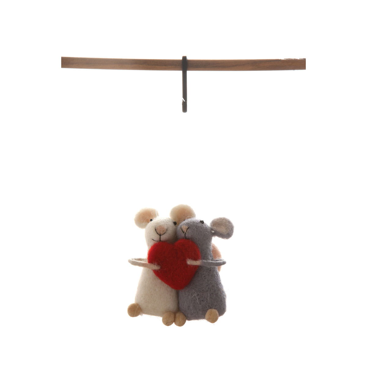 Wool Mice & Heart Ornament