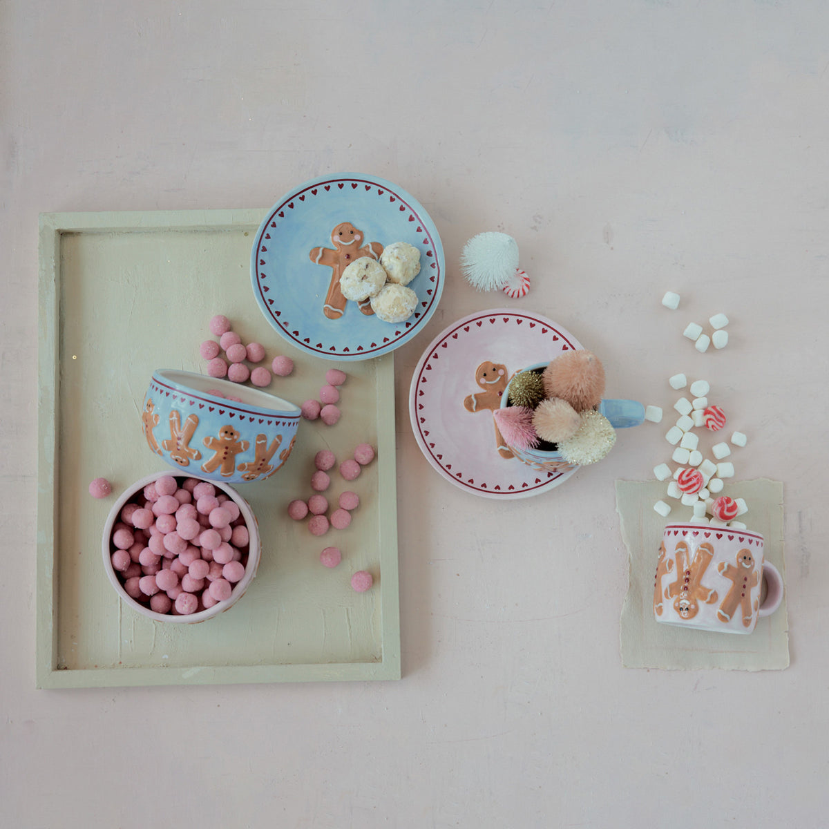 Gingerbread & Hearts Hand-Painted Plate